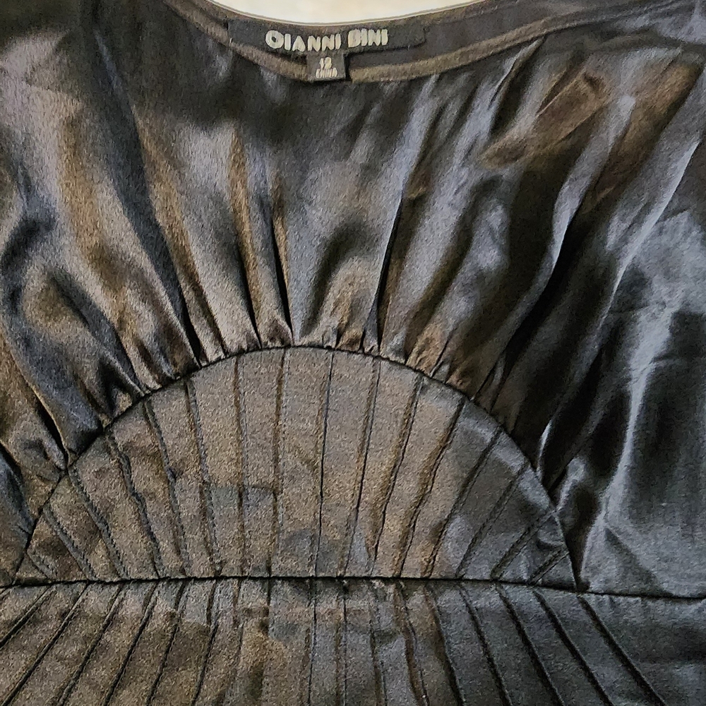 Gianni Bini Black 100% Silk Midi Dress, EUC, Size 12 - Picture 2 of 8